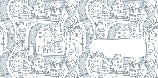 Kaart van de groet van de patroon van de stad met een venster voor tekst — Stockvector