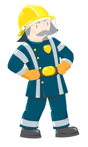 Bombero serio o bombero en uniforme — Vector de stock