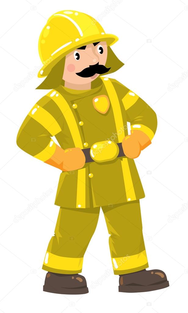 Serious firefighter or fireman in uniform