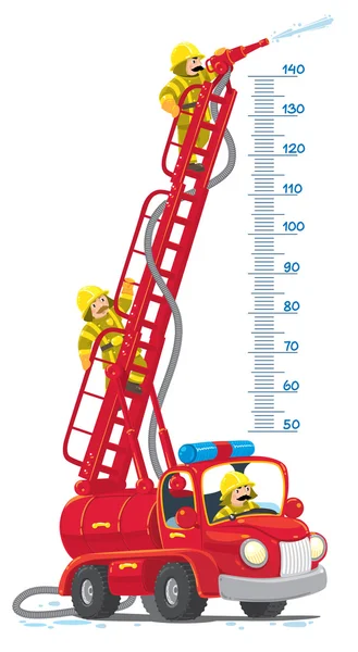 Komik retro yangın kamyon ya da firemachine meterwall