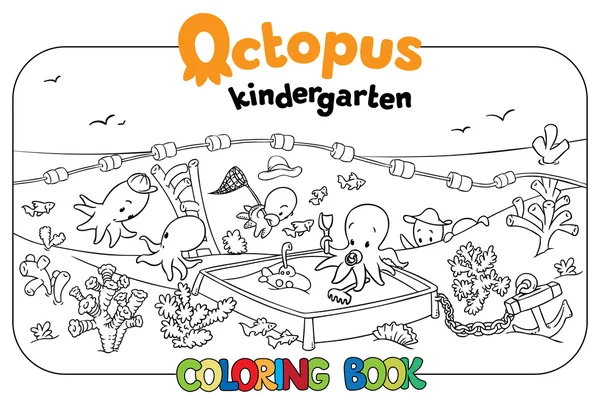 Octopus kindergarten coloring book — Stock Vector