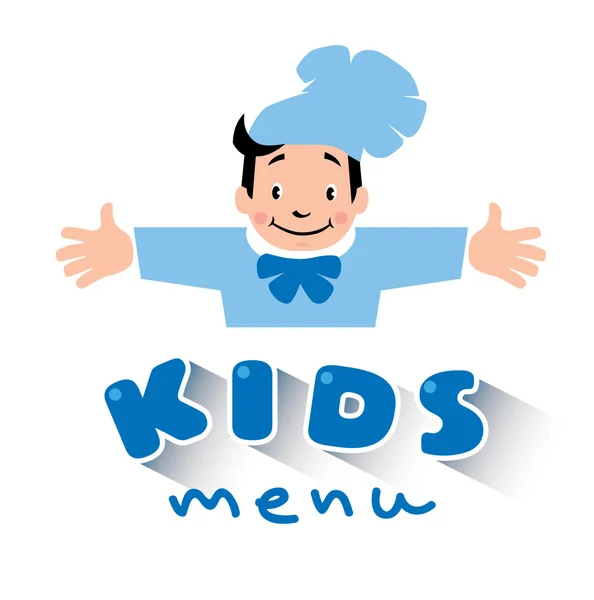 Logotipo de menu de crianças com cozinheiro engraçado —  Vetores de Stock