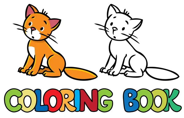 Gato triste sentado. Livro para colorir —  Vetores de Stock