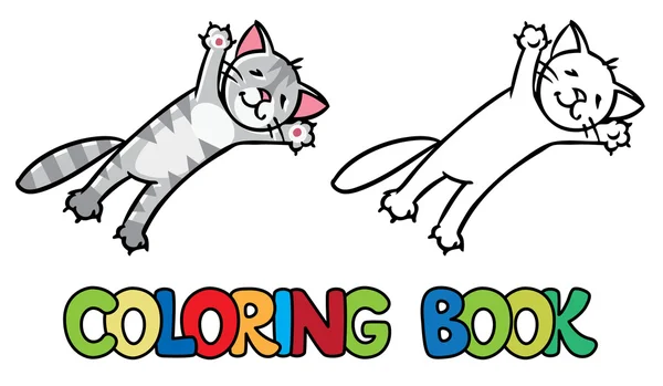 Gato saltando o volando. Libro para colorear — Archivo Imágenes Vectoriales