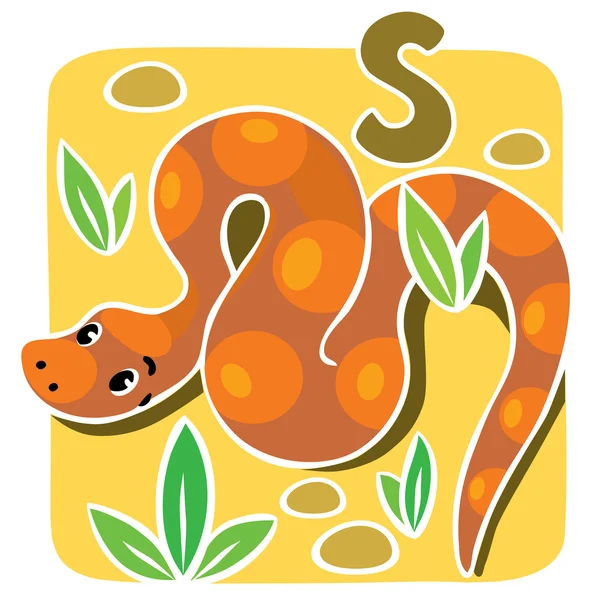 Crianças ilustração vetorial de serpente. Alfabeto S — Vetor de Stock