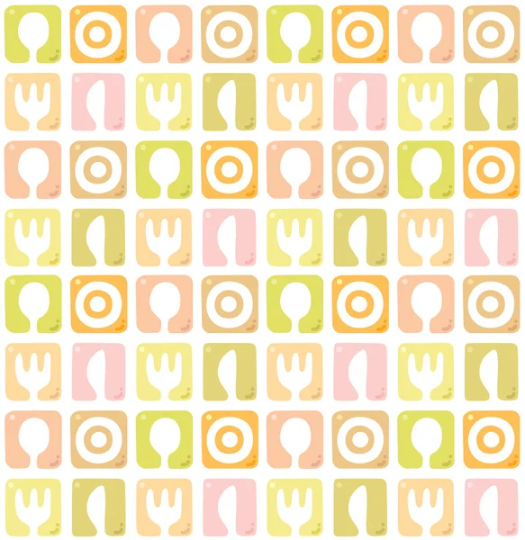 Seamless pattern with spoon, fork, plate and knife — Stock Vector