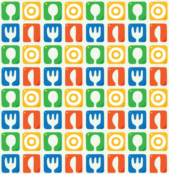 Seamless pattern with spoon, fork, plate and knife — Stock Illustration Seamless pattern with spoon, fork, plate and knife Royalty Free Stock Illustrations