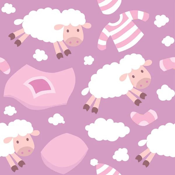 Seamless pattern with funny flying sheeps — Stock Vector