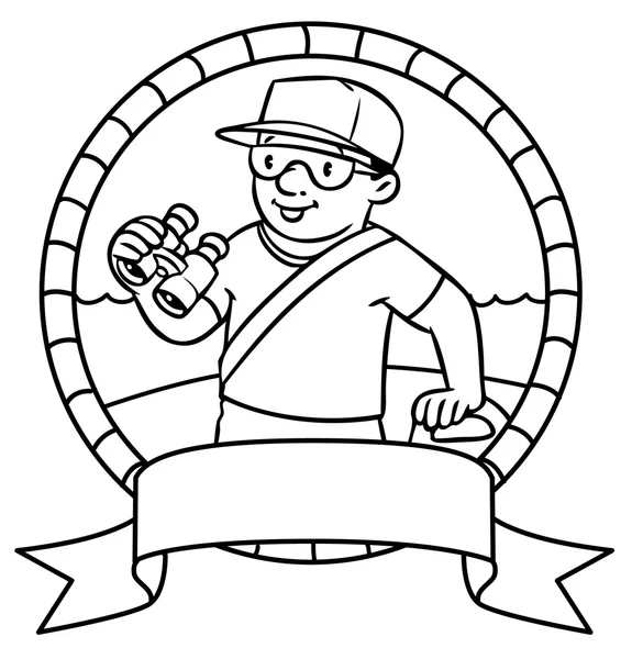 Grappige badmeester. Kleurboek. Embleem — Stockvector