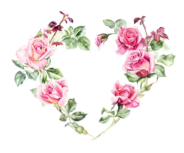 Frame heart from roses. Wedding drawings. — Stock Photo, Image