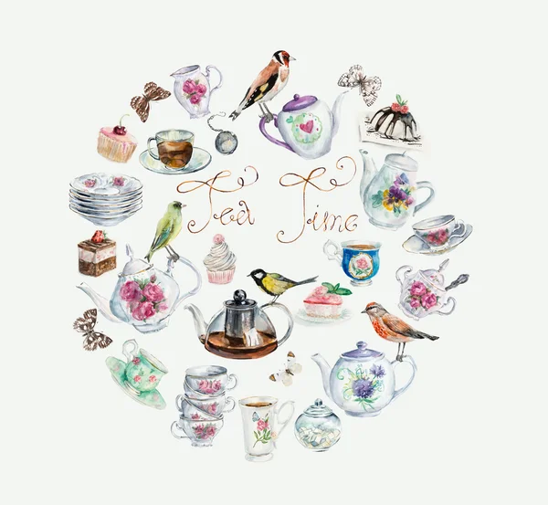 Çay zaman arka plan. Çay içmek için davet.