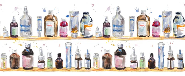 Seamless background with Medicine bottles — Stock Photo, Image