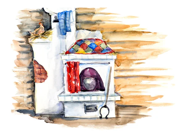 Rus soba. İç Rus günlük Hut.