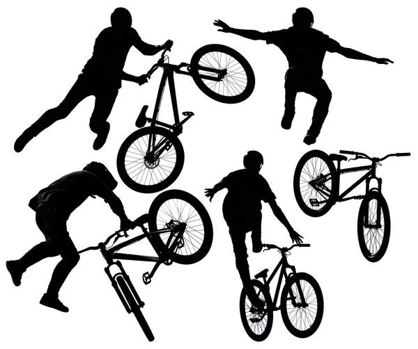 Bmx riders silhouette — Stock Photo, Image