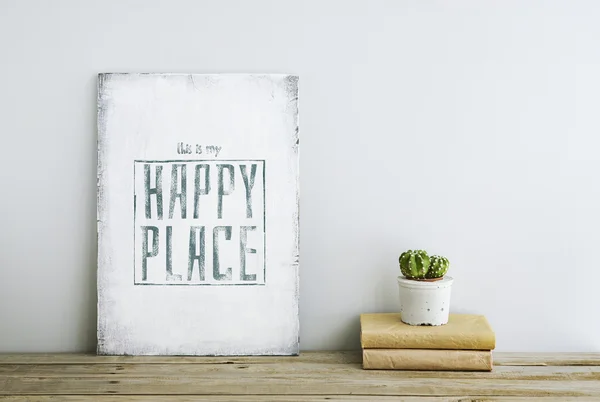 Motivazionale citazione poster QUESTO È IL MIO posto felice sulla wa bianca — Foto Stock