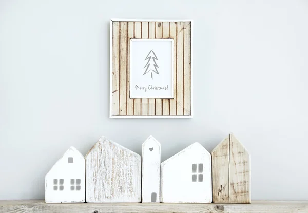 Merry Christmas Scandinavische kamer interieur met houten frame, s — Stockfoto