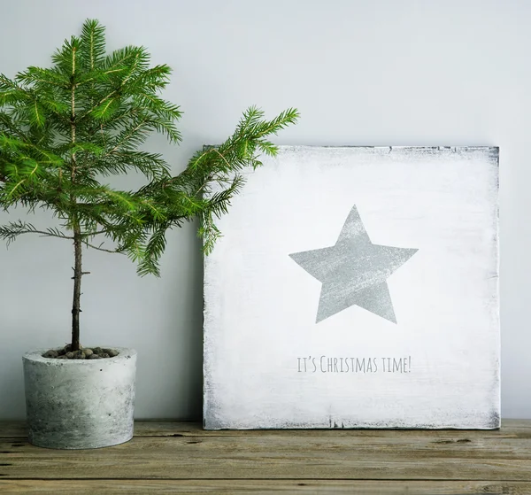 Vánoční dřevěný plakát — Stock fotografie