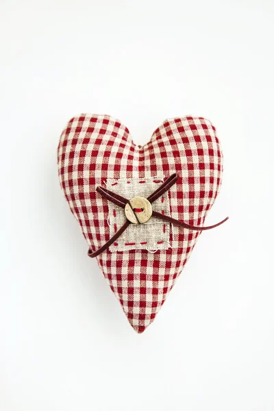 Fabric heart  over white background. — Stock Photo, Image