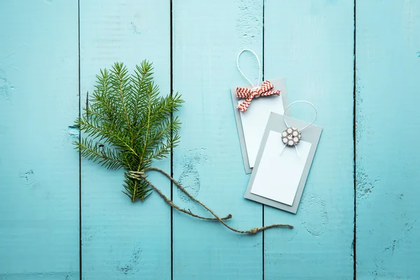 Christmas gift tags with branches — Stock Photo, Image