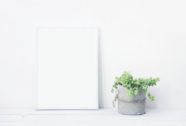Etli DIY beton ile metin için yer ile beyaz çerçeve