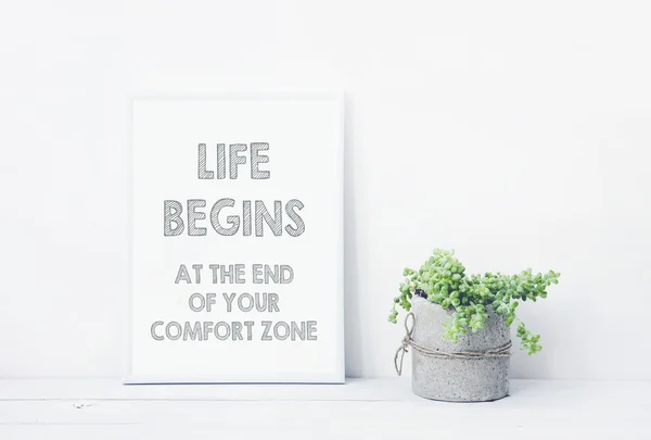 Motivational  poster LIFE BEGINS AT THE END OF YOUR COMFORT ZONE — Stock Photo, Image