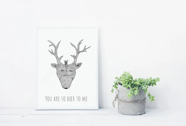 Funny hand drawn poster YOU ARE DEER TO ME — Stock Photo, Image