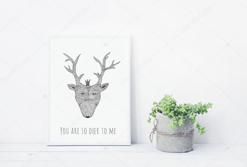 Funny hand drawn poster YOU ARE DEER TO ME