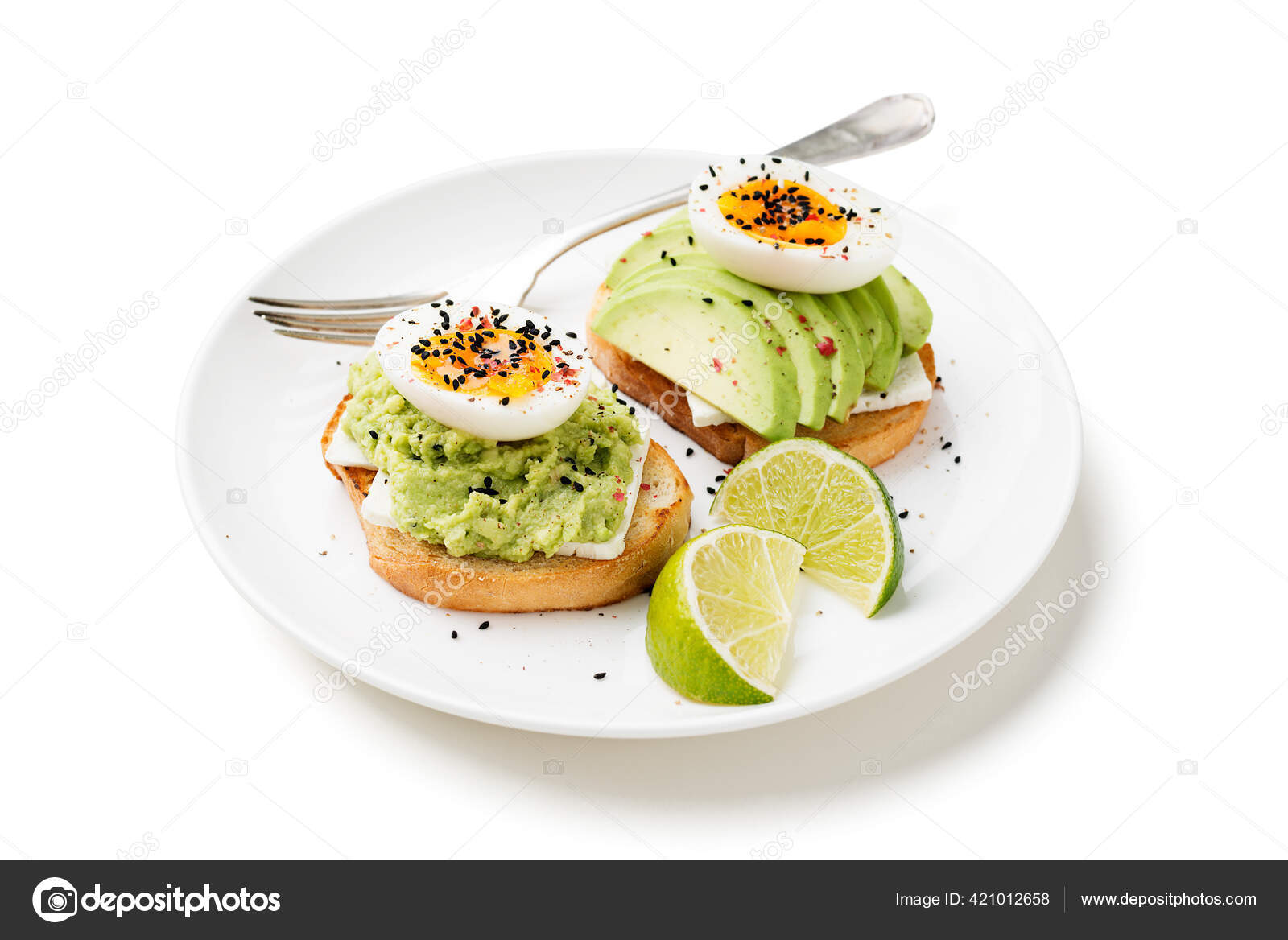 Sandwich Avocado Boiled Egg Healthy Breakfast Isolated White Background