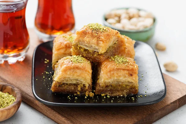 Baklava Mit Pistazien Traditionelles Türkisches Dessert — Stockfoto