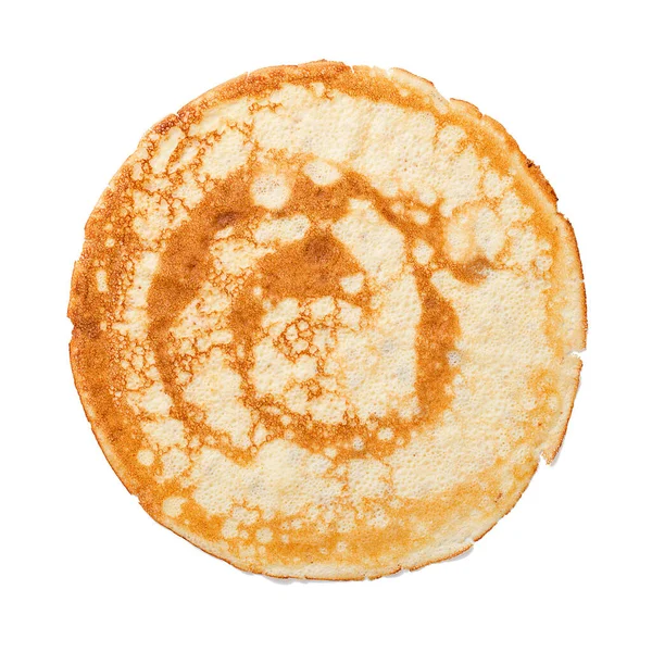 Hemmagjord Rysk Pannkaka Eller Crepe Isolerad Vit Bakgrund — Stockfoto