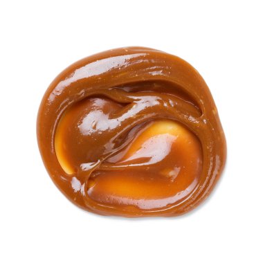 Erimiş karamel beyaz arkaplanda izole edilmiş.