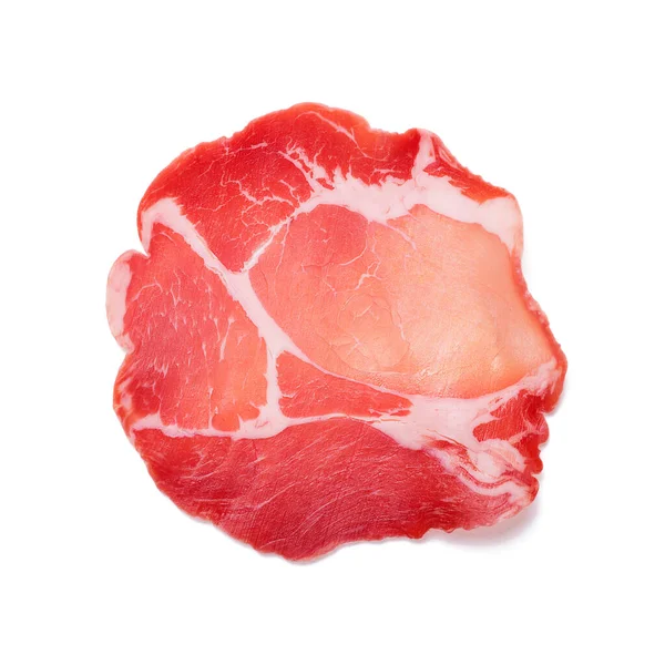 Italiaanse Schijfjes Bresaola Vlees Geïsoleerd Witte Achtergrond — Stockfoto