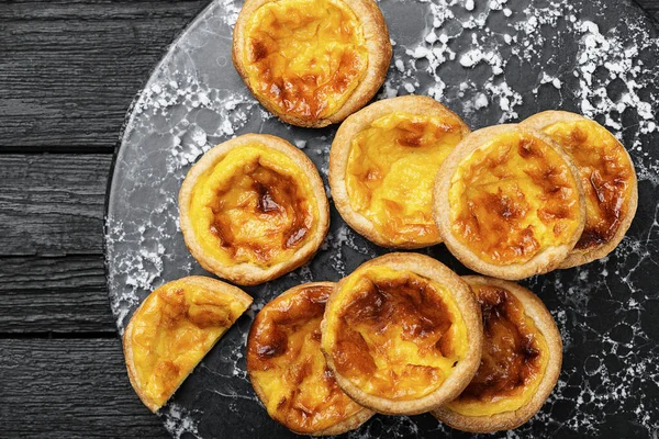 Yumurtalı Tart Geleneksel Portekiz Tatlısı Pastel Nata — Stok fotoğraf