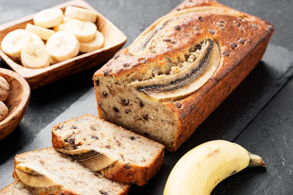 Домашний Банановый Хлеб Грецким Орехом Корицей — стоковое фото