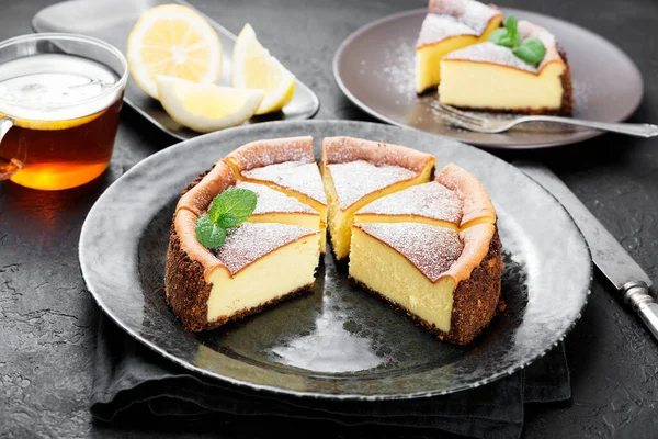 Hemlagad Cheesecake Gryta Med Mascarponeost Och Citron — Stockfoto