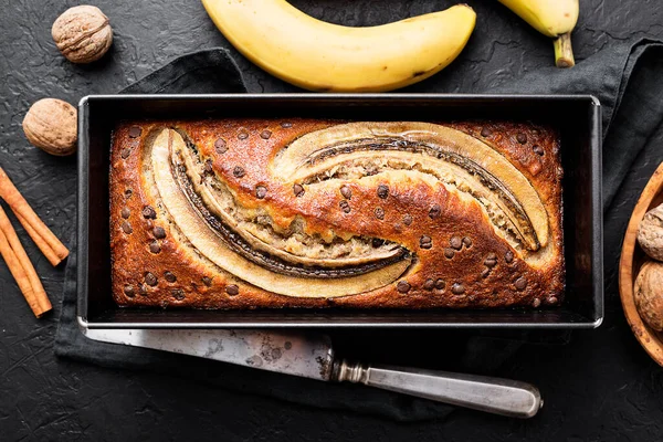 Домашний Здоровый Банановый Хлеб Торт Завтрак — стоковое фото
