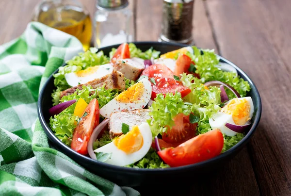 Fresh Vegetable Salad Chicken Breast Eggs — стокове фото
