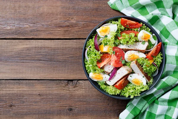 Fresh Vegetable Salad Chicken Breast Eggs — стокове фото
