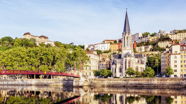 Vista panorámica de Lyon con el río Saone — Foto de Stock