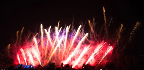 Fuegos artificiales de vacaciones en el cielo nocturno —  Fotos de Stock