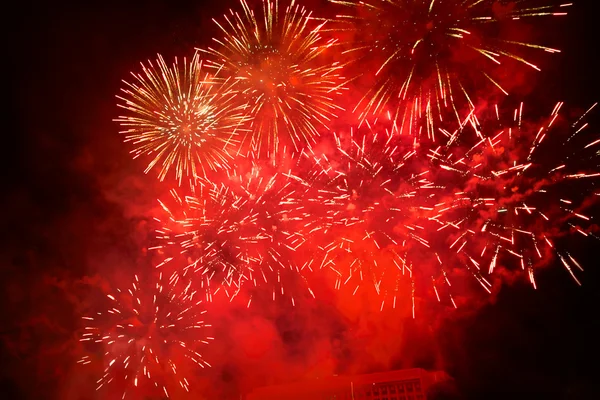 Fuegos artificiales de vacaciones en el cielo nocturno —  Fotos de Stock