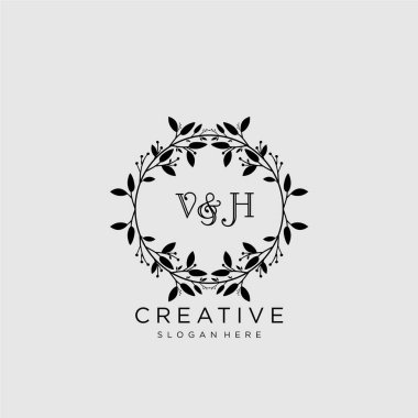 Güzellik vektörü logosu, düğün, moda, butik, çiçek ve botanik.