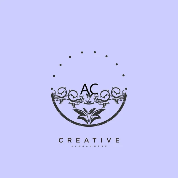 Ac美容ベクトル初期ロゴアート 任意の会社やビジネスのための創造的なテンプレートと初期署名 結婚式 ファッション ジュエリー ブティック 花や植物の手書きのロゴ — ストックベクタ