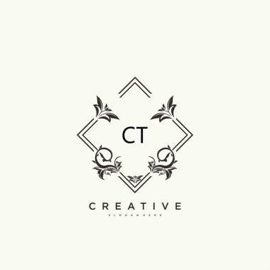 CT Beauty vektör ilk logo sanat, el yazısı ilk imza, düğün, moda, mücevher, butik, çiçek ve botanik herhangi bir şirket veya işletme için yaratıcı şablon ile.