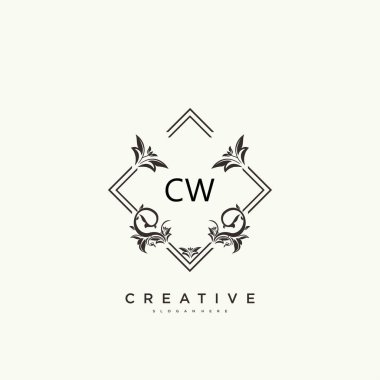 CW Beauty vektör ilk logo sanat, el yazısı ilk imza, düğün, moda, mücevher, butik, çiçek ve botanik herhangi bir şirket veya işletme için yaratıcı şablon ile.