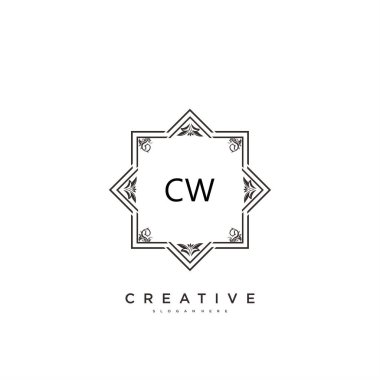 CW Beauty vektör ilk logo sanat, el yazısı ilk imza, düğün, moda, mücevher, butik, çiçek ve botanik herhangi bir şirket veya işletme için yaratıcı şablon ile.