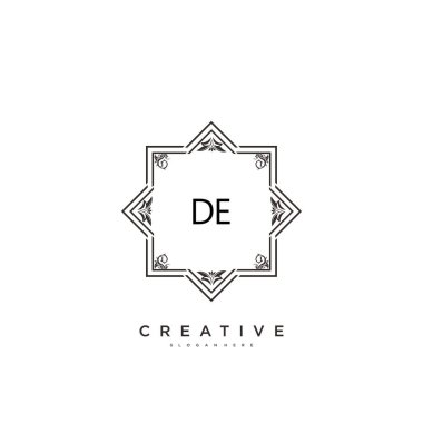 DE Beauty vektör ilk logo sanat, el yazısı logosu ilk imza, düğün, moda, mücevher, butik, çiçek ve botanik herhangi bir şirket veya işletme için yaratıcı şablona sahip.