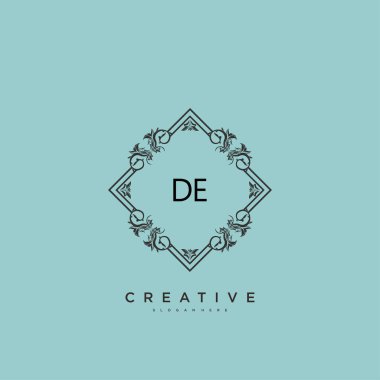 DE Beauty vektör ilk logo sanat, el yazısı logosu ilk imza, düğün, moda, mücevher, butik, çiçek ve botanik herhangi bir şirket veya işletme için yaratıcı şablona sahip.