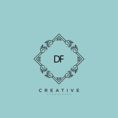 DF ilk logo sanatı, ilk imzadan oluşan el yazısı logosu, düğün, moda, mücevher, butik, çiçek ve botanik, herhangi bir şirket veya işletme için yaratıcı şablona sahip..
