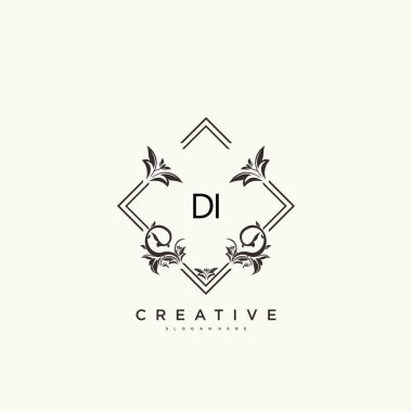 DI Beauty vektör ilk logo sanat, el yazısı logosu ilk imza, düğün, moda, mücevher, butik, çiçek ve botanik herhangi bir şirket veya işletme için yaratıcı şablona sahip.